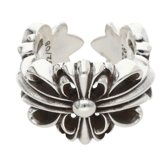 Chrome Hearts DBL FLRL CRS Silver Ring Size ONE SIZE