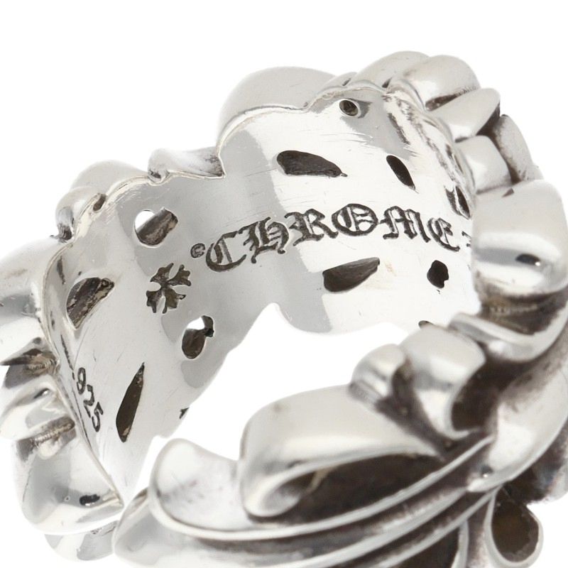 Chrome Hearts DBL FLRL CRS Silver Ring Size ONE SIZE