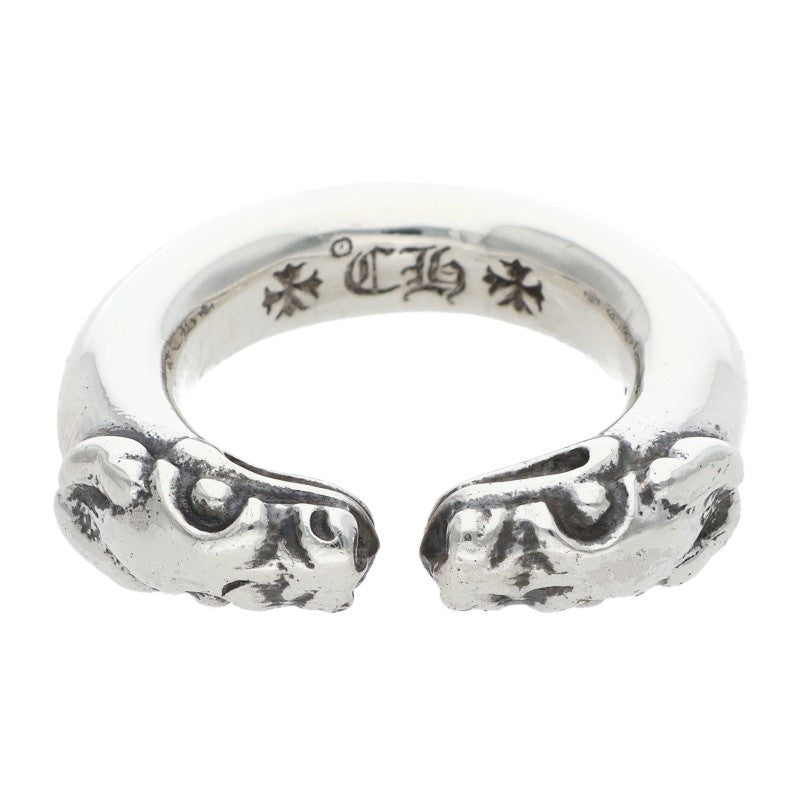 Chrome Hearts DOUBLE DOG RING Silver Ring Size US 4