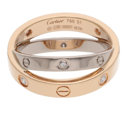 Cartier Love K18PG WG Half Diamond Ring Size ONE SIZE