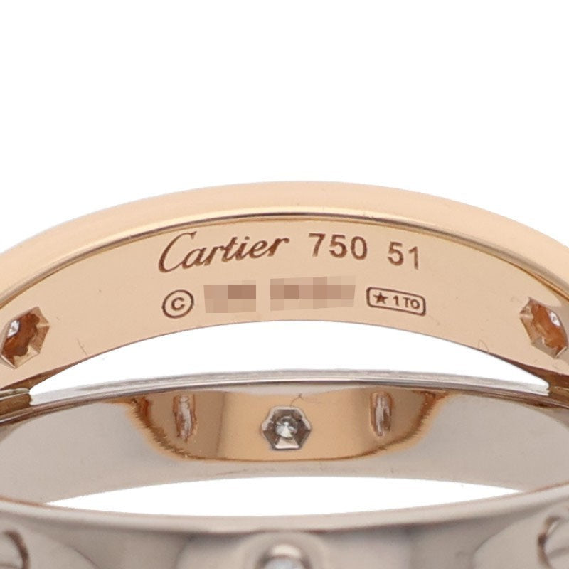 Cartier Love K18PG WG Half Diamond Ring Size ONE SIZE