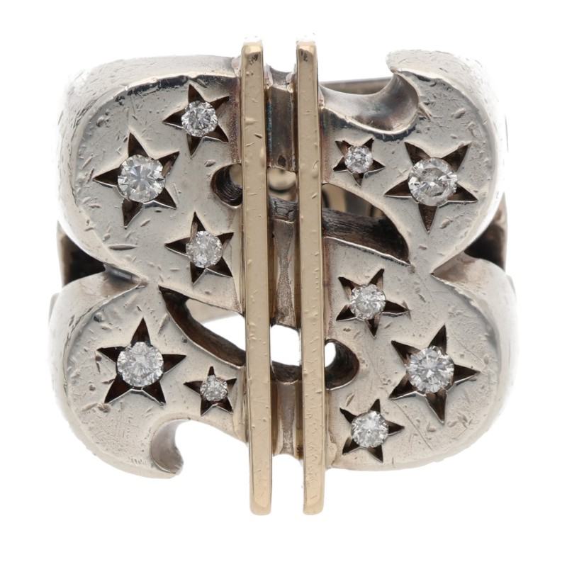 TENDERLOIN Dollar 8K Silver Diamond Ring Size ONE SIZE