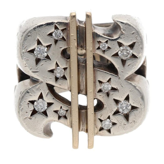 TENDERLOIN Dollar 8K Silver Diamond Ring Size ONE SIZE