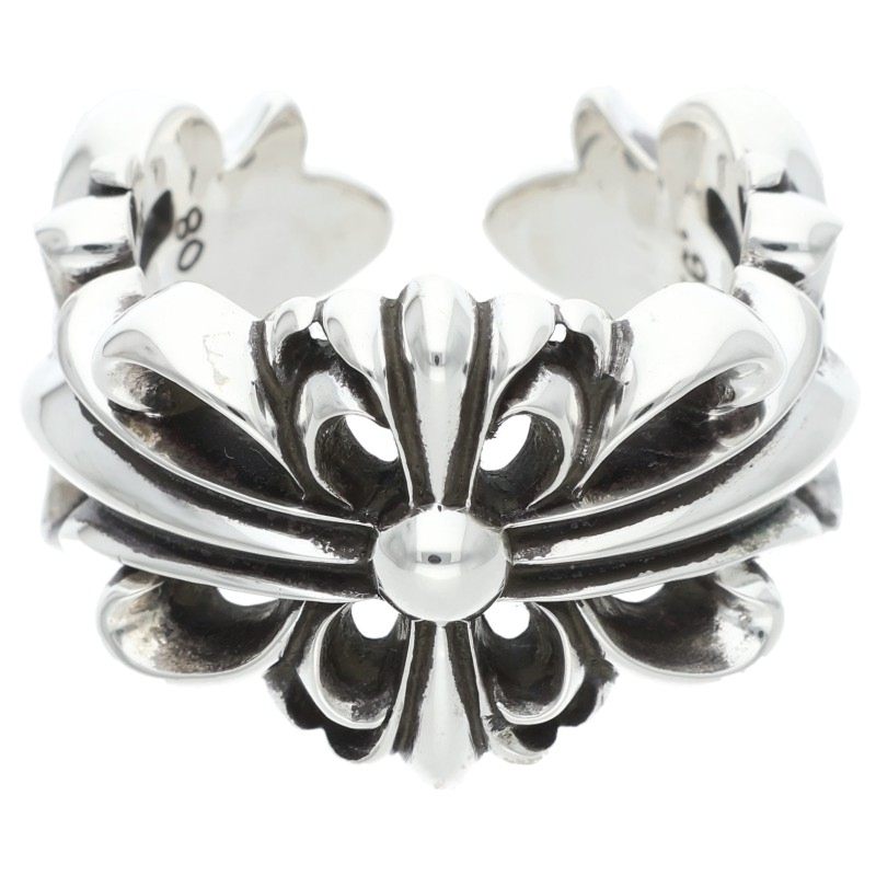 Chrome Hearts DBL FLRL CRS 925 Silver Ring Size ONE SIZE