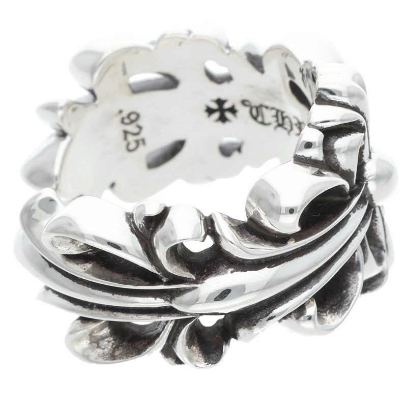Chrome Hearts DBL FLRL CRS 925 Silver Ring Size ONE SIZE