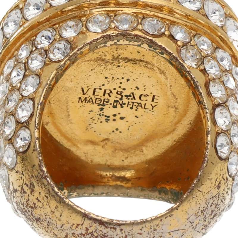 Versace Medusa Motif Rhinestone Ring Size ONE SIZE