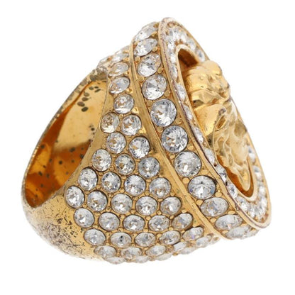 Versace Medusa Motif Rhinestone Ring Size ONE SIZE