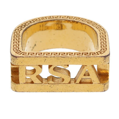 Versace Gold Logo Motif Ring Size ONE SIZE