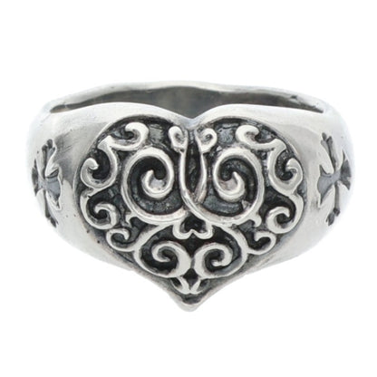 GABOR Holding R-7H Half Heart Silver Ring Size ONE SIZE