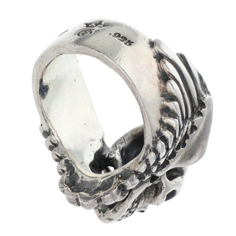 GABOR Holding R-42 Wing Skull Silver Ring Size ONE SIZE