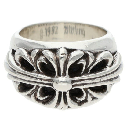 Chrome Hearts FLRL CRS Floral Cross Ring Silver Size JP 10