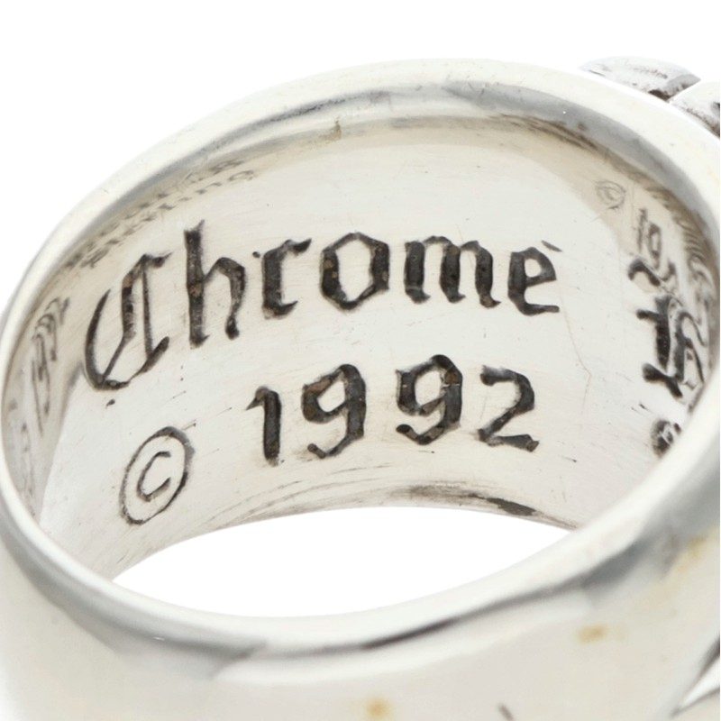 Chrome Hearts FLRL CRS Floral Cross Ring Silver Size JP 10