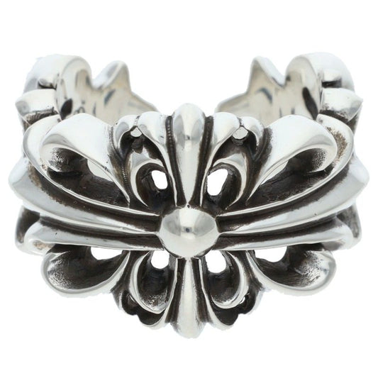 Chrome Hearts Double Floral Cross Silver Ring Size ONE SIZE