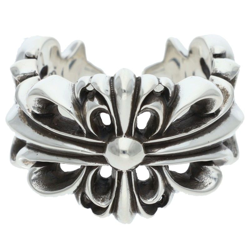 Chrome Hearts Double Floral Cross Silver Ring Size ONE SIZE