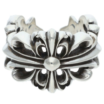 Chrome Hearts Double Floral Cross Silver Ring Size ONE SIZE