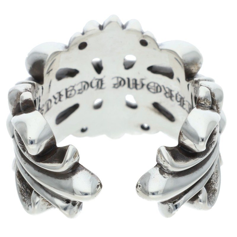 Chrome Hearts Double Floral Cross Silver Ring Size ONE SIZE