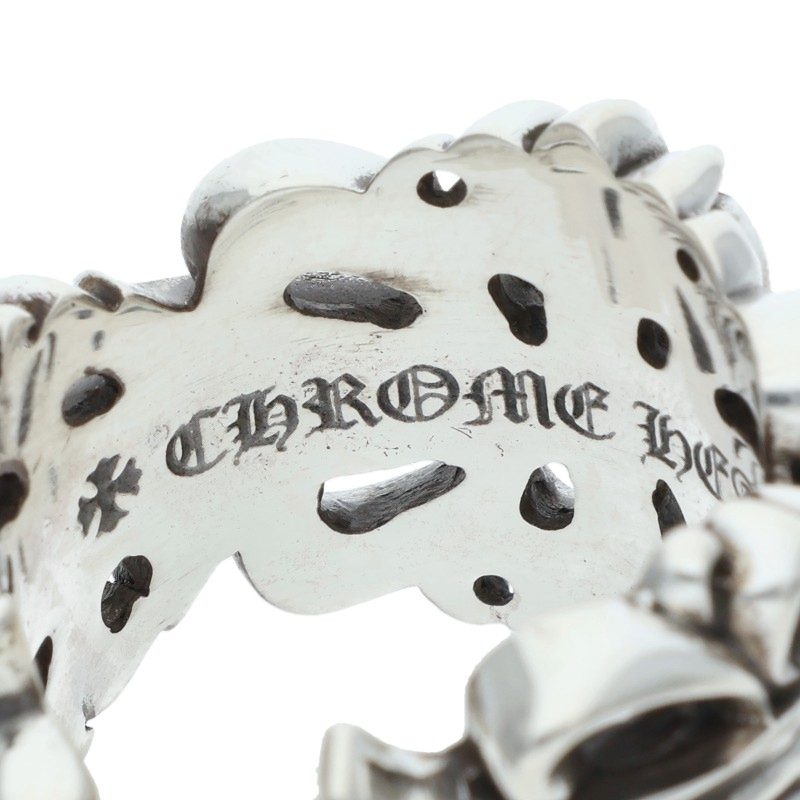 Chrome Hearts Double Floral Cross Silver Ring Size ONE SIZE