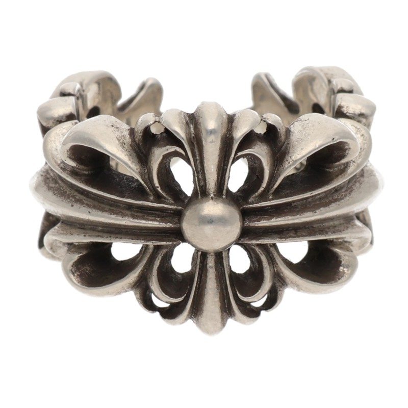 Chrome Hearts DBL FLRL CRS Silver Ring Size ONE SIZE