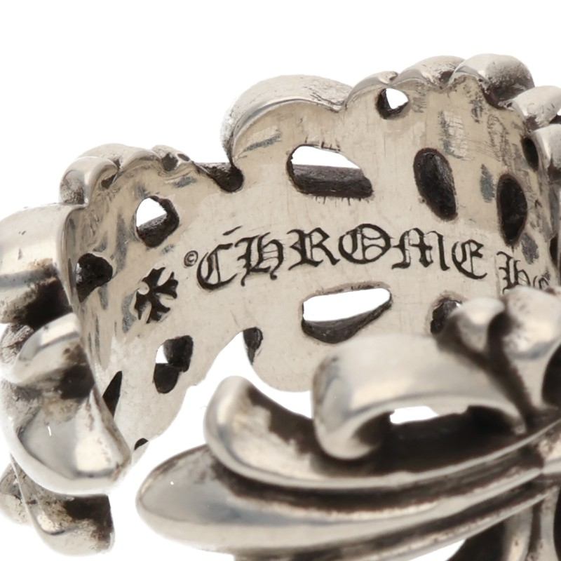 Chrome Hearts DBL FLRL CRS Silver Ring Size ONE SIZE