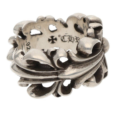 Chrome Hearts DBL FLRL CRS Silver Ring Size ONE SIZE