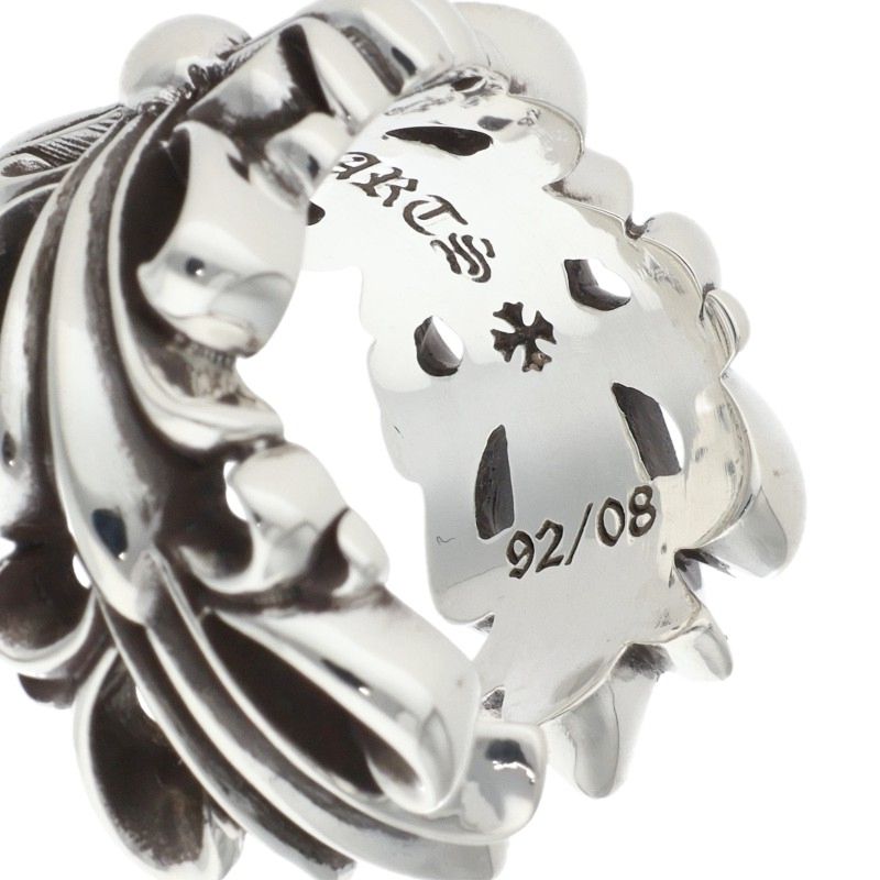 Chrome Hearts DBL FLRL CRS Silver Ring Size US 10