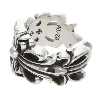 Chrome Hearts DBL FLRL CRS Silver Ring Size US 10