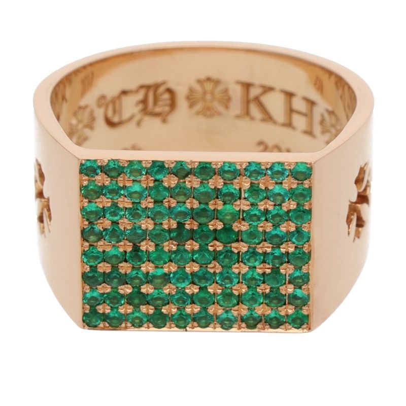 Chrome Hearts 22K Pave Emerald Cigar Band Ring Size ONE SIZE
