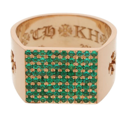 Chrome Hearts 22K Pave Emerald Cigar Band Ring Size ONE SIZE