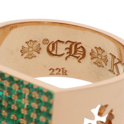 Chrome Hearts 22K Pave Emerald Cigar Band Ring Size ONE SIZE