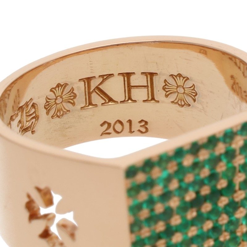 Chrome Hearts 22K Pave Emerald Cigar Band Ring Size ONE SIZE