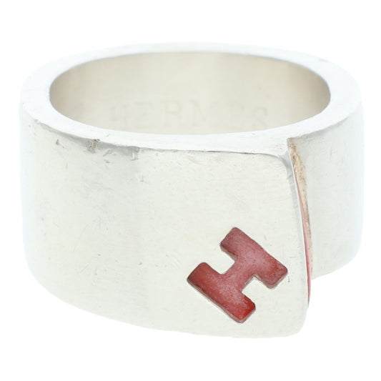 HERMES H-Motif Candy Silver Ring Size ONE SIZE