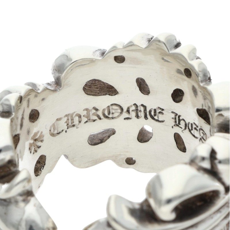 Chrome Hearts DBL FLRL CRS Silver Ring Size ONE SIZE
