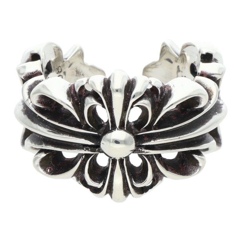 Chrome Hearts DBL FLRL CRS 925 Silver Ring Size ONE SIZE