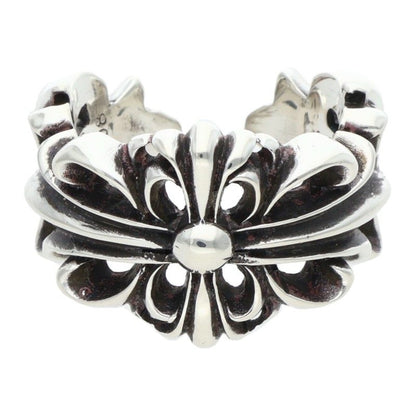 Chrome Hearts DBL FLRL CRS 925 Silver Ring Size ONE SIZE