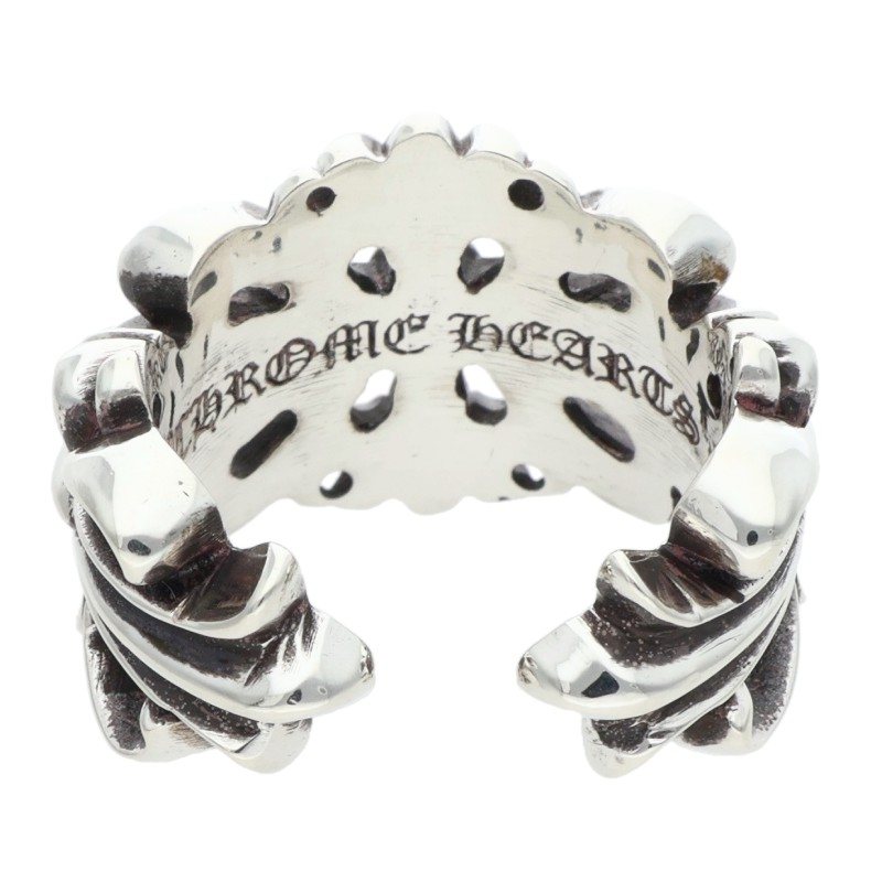 Chrome Hearts DBL FLRL CRS 925 Silver Ring Size ONE SIZE