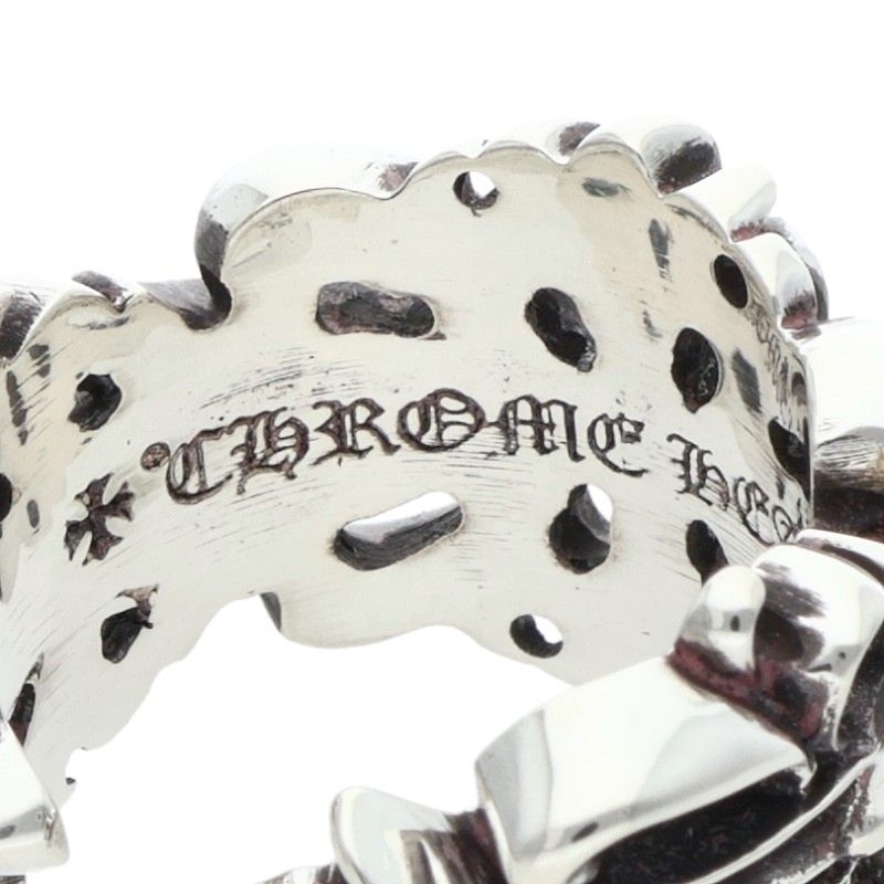 Chrome Hearts DBL FLRL CRS 925 Silver Ring Size ONE SIZE