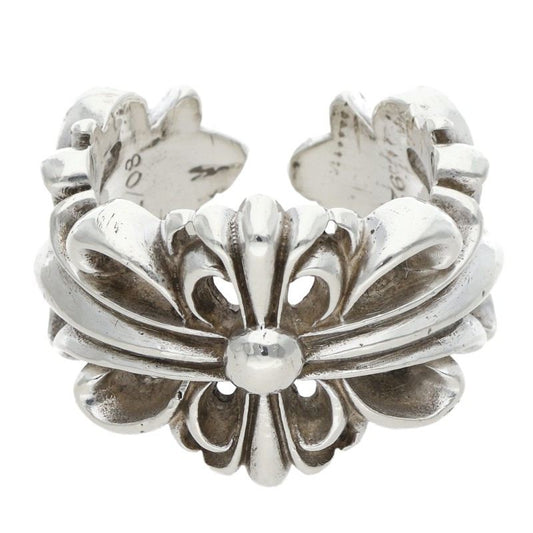 Chrome Hearts DBL FLRL CRS Silver Ring Size ONE SIZE
