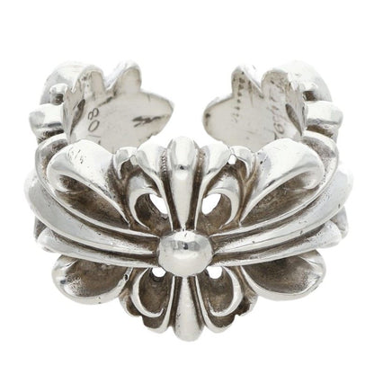 Chrome Hearts DBL FLRL CRS Silver Ring Size US 10.5