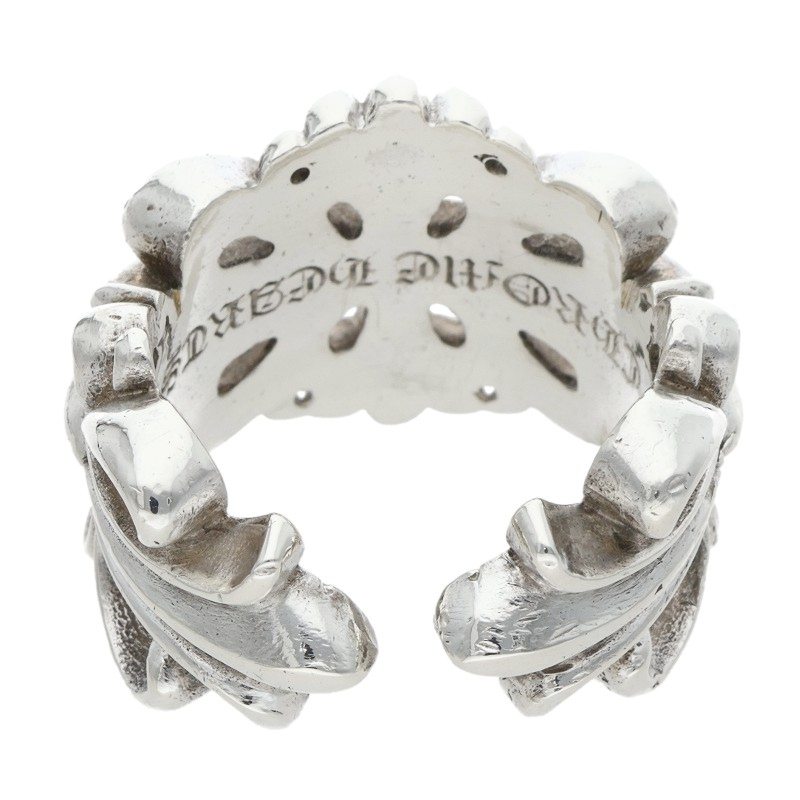 Chrome Hearts DBL FLRL CRS Silver Ring Size US 10.5