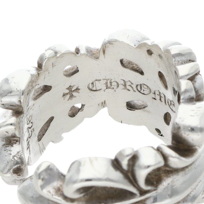 Chrome Hearts DBL FLRL CRS Silver Ring Size US 10.5