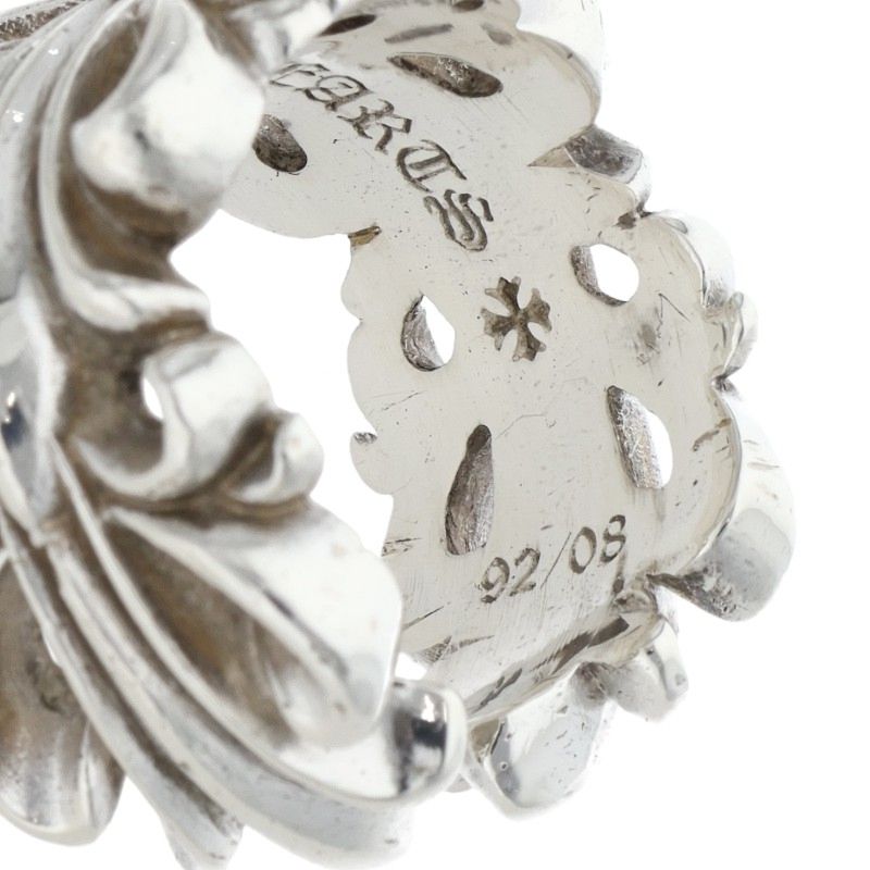 Chrome Hearts DBL FLRL CRS Silver Ring Size US 10.5