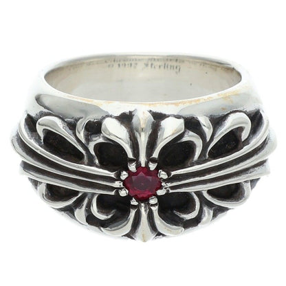 Chrome Hearts FLRL CRS Ruby Silver Ring Size ONE SIZE
