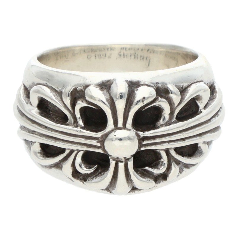 Chrome Hearts FLORAL CROSS Silver Ring Size US 6