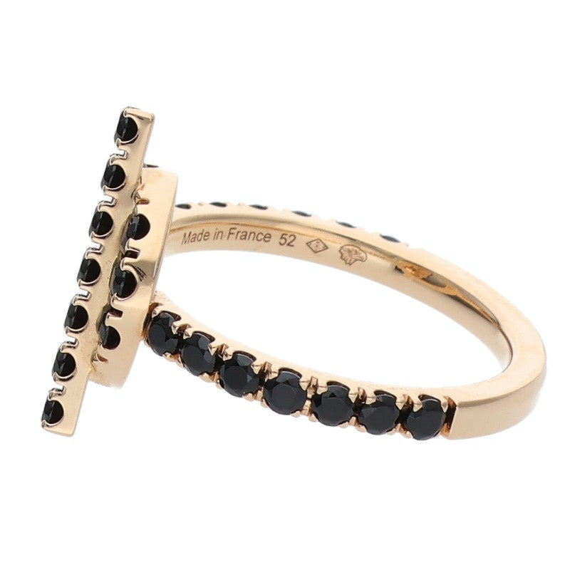 HERMES Finesse 18K Pink Gold Black Spinel Ring Size ONE SIZE