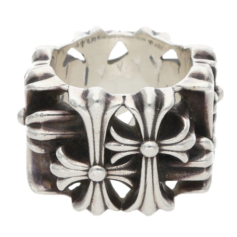 Chrome Hearts 925 Silver Square Cross Ring Size US 9.5