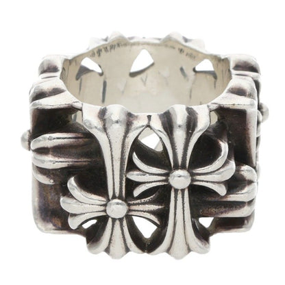 Chrome Hearts 925 Silver Square Cross Ring Size US 9.5