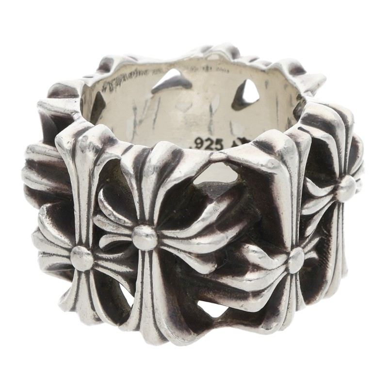 Chrome Hearts 925 Silver Square Cross Ring Size US 9.5
