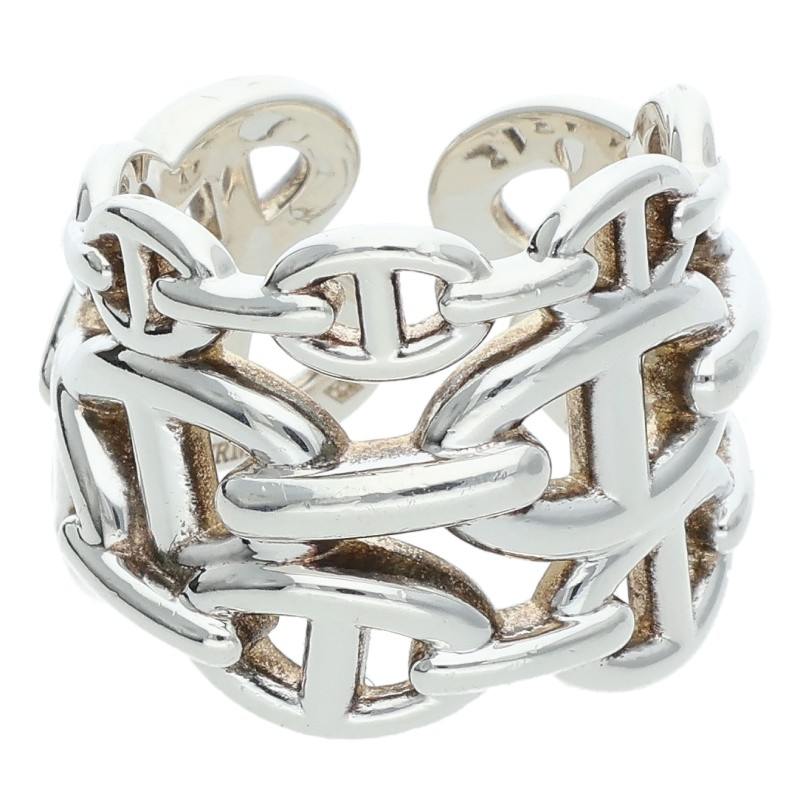 HERMES Chaine d'Ancre Enchainee GM Silver Ring Size ONE SIZE
