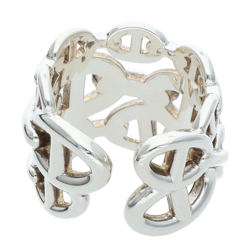 HERMES Chaine d'Ancre Enchainee GM Silver Ring Size ONE SIZE