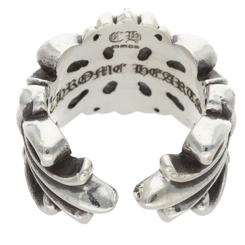Chrome Hearts DBL FLRL CRS 925 Silver Ring Size US 8.5